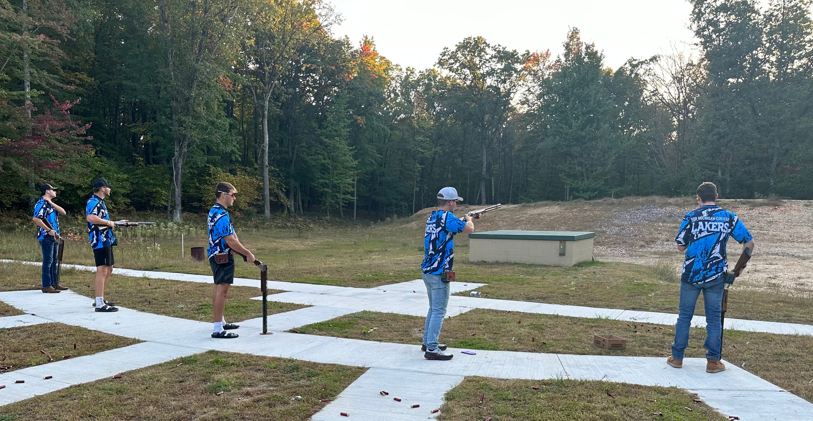 Image of Clay Target shooters practice round on the gun range